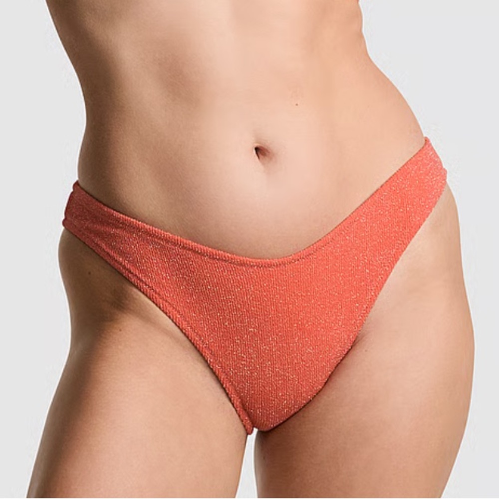 PINK Deep Coral- The Wave Sparkle Bikini Bottom
